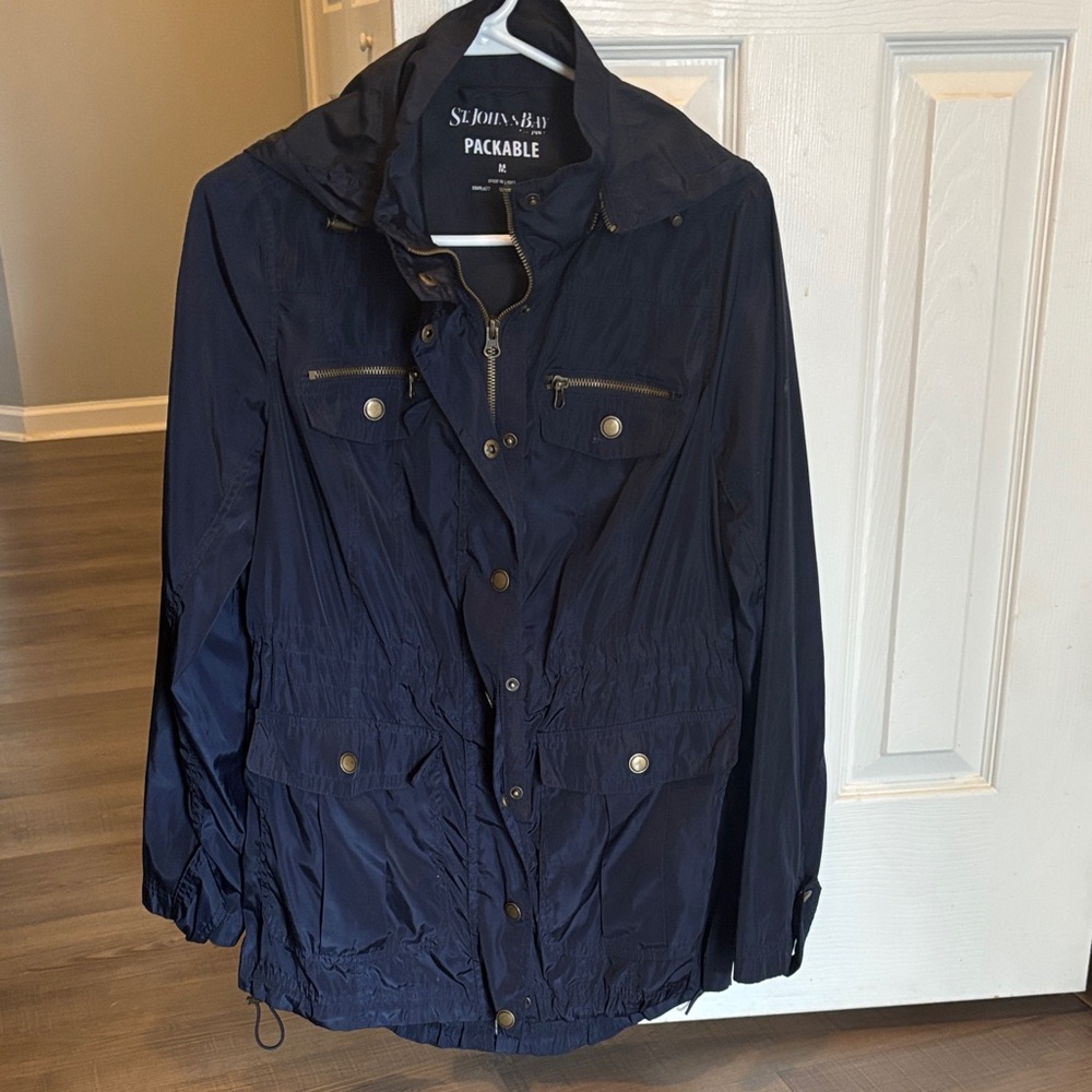 St. John's Bay Women's Dark Blue Packable Utility Jacket